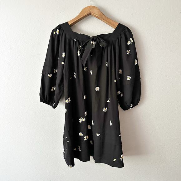 Madewell Square Neck Linen Mini Dress Lazy Daisy Print Women's Size XXS‎ - Picture 8 of 11